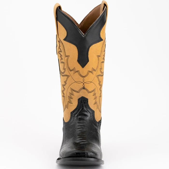Ferinni Boot - Mens Dress Cowboy Boot  - Ferrini Men's Nash Ostrich Leg Boots Handcrafted - Black  in Black Color - 8D