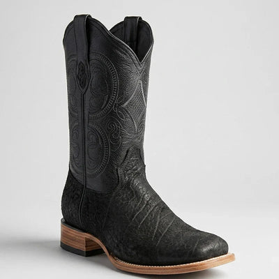 Mens White Diamond Boot Black Bullhide Square Toe Cowboy Boots