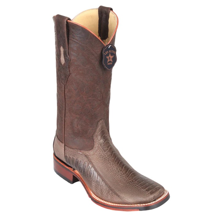 Los Altos Boots - Mens Dress Cowboy Boot - Low Priced Ostrich Leg Square Toe Cowboy Boots - in Black Cherry - 6
