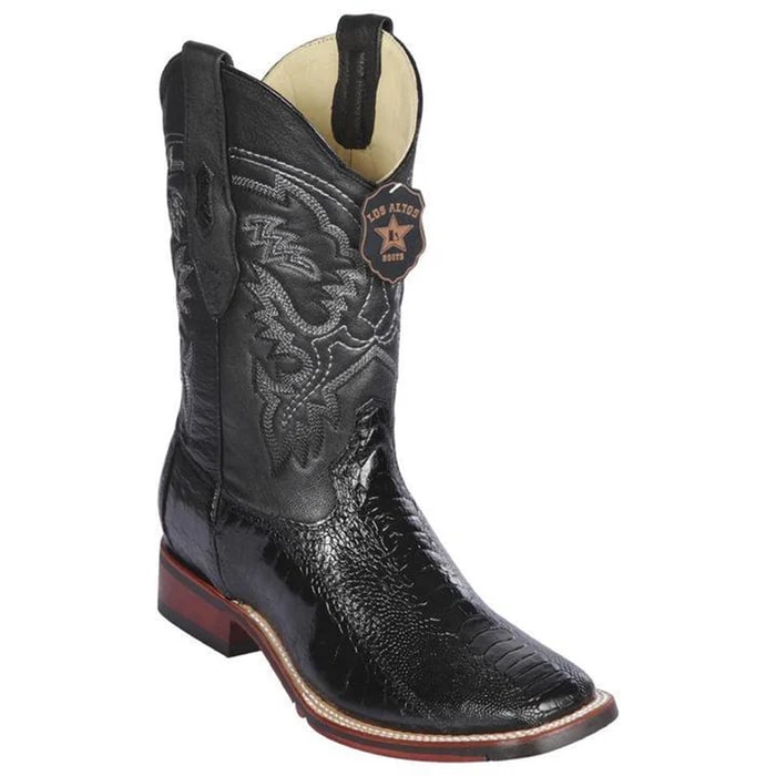 Los Altos Boots - Mens Dress Cowboy Boot - Low Priced Ostrich Leg Square Toe Cowboy Boots - in Black Cherry - 6