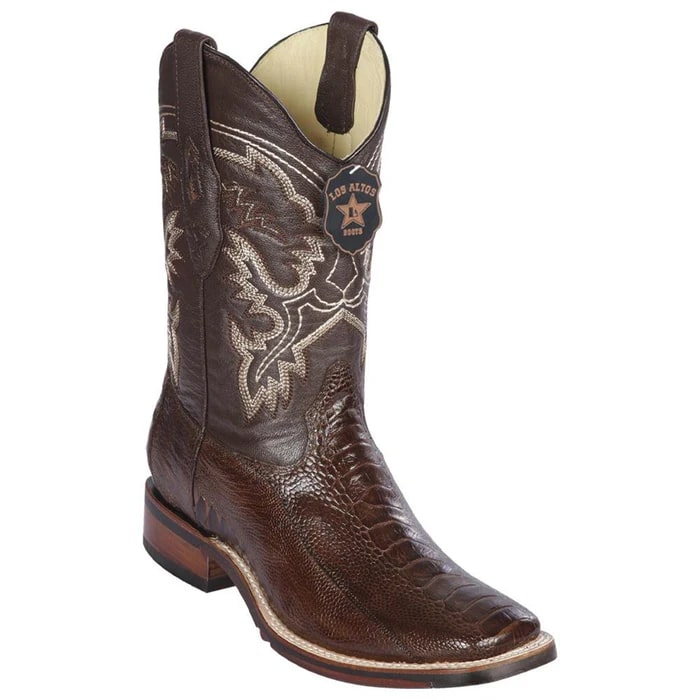 Los Altos Boots - Mens Dress Cowboy Boot - Low Priced Ostrich Leg Square Toe Cowboy Boots - in Black Cherry - 6