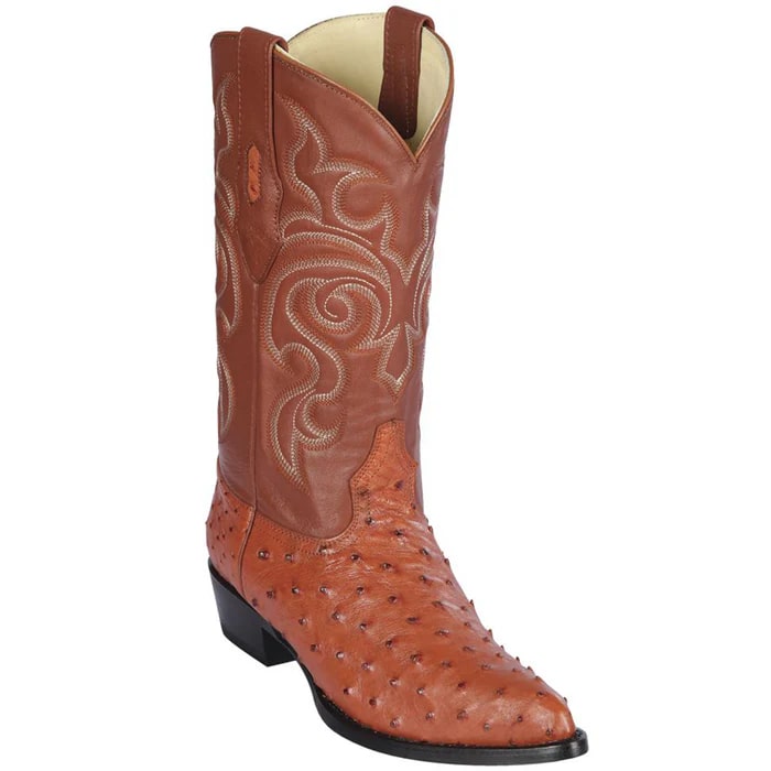 J Toe Cowboy Boots - J Toe Western Boots - Los Altos Boots - Mens Dress Cowboy Boot - Low Priced  Cognac Ostrich Cowboy Boot J-Toe- in Cognac - 6