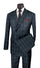 Black Modern Fit Double Breasted Windowpane Peak Lapel 2 Piece Suit
