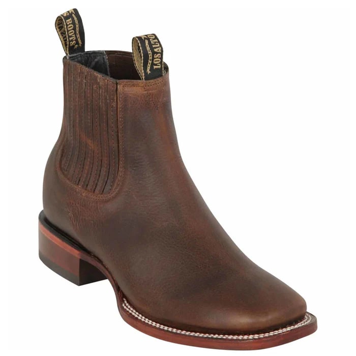 Los Altos Boots - Mens Dress Cowboy Boot - Low Priced Nuez Brown Short Cowboy Boots- in Brown - 6