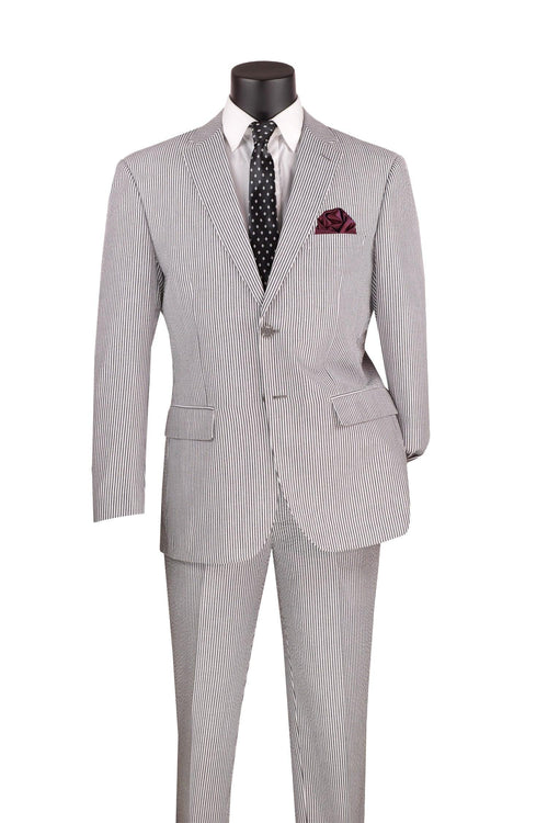 Modern Fit MEN'S 2PC SEERSUCKER MODERN FIT SUIT IN BLACK PINSTRIPE