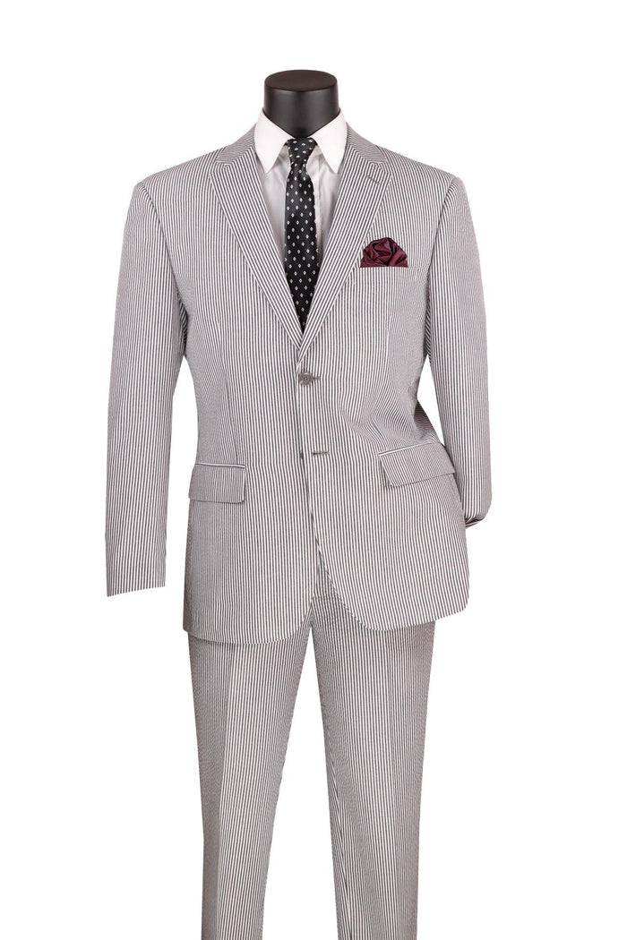 Modern Fit MEN'S 2PC SEERSUCKER MODERN FIT SUIT IN BLACK PINSTRIPE