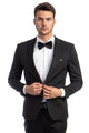 Cheap Priced Suit- Men's One Button Peak Lapel Basic Slim Fit Black Suit