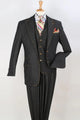 Cheap priced Suit - Mens Two Button Peak Lapel Vested Denim Black Suit