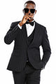 Cheap priced Suit - Men's One Button Vested Wide Peak Lapel Bold Gangster Pinstripe Black Suit