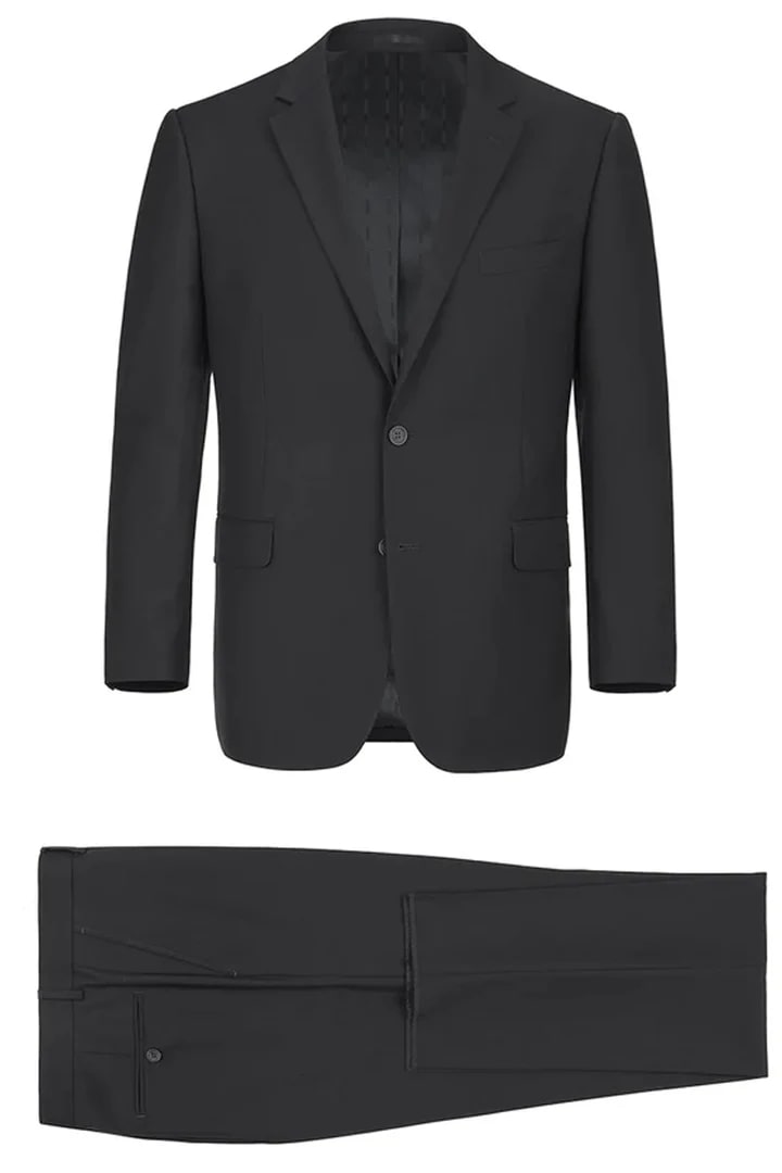 Cheap Suit - Mens Basic Two Button Slim Fit Black Suit With Optional Vest