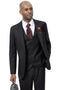 Cheap priced Suit - Mens Modern Fit Two Button Vested Sharkskin Business Black Suit