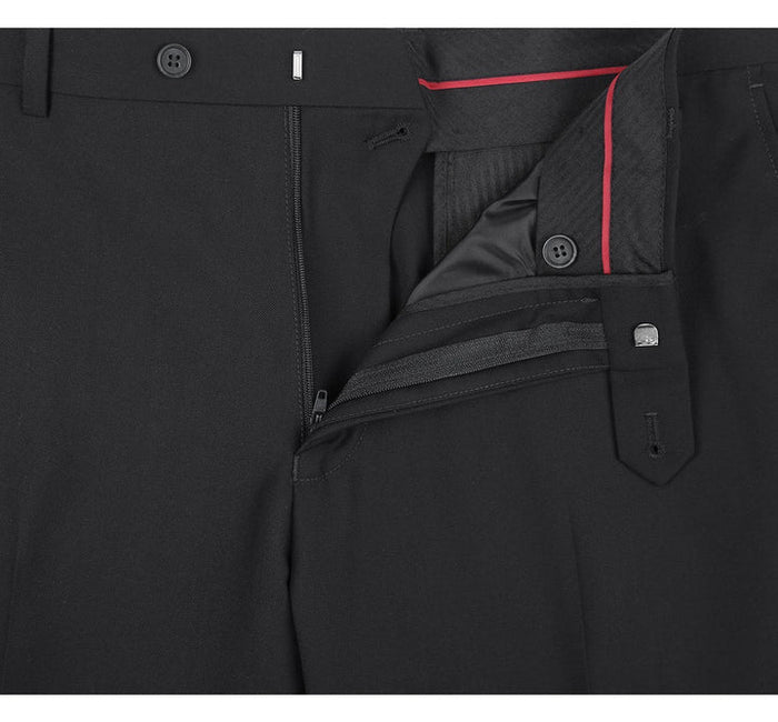 Cheap Priced Suit  - Mens Basic Two Button Classic Fit Black Suit With Optional Vest