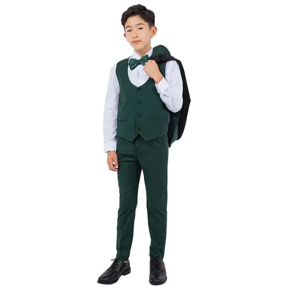 New  Stacy Adams Boys Black Tuxedo Set, 5-Piece Black Shawl Collar