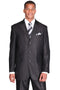 Cheap Priced Suit  - Mens 3 Button Peak Lapel Shiny Sharkskin Micro Pinstripe Black Suit