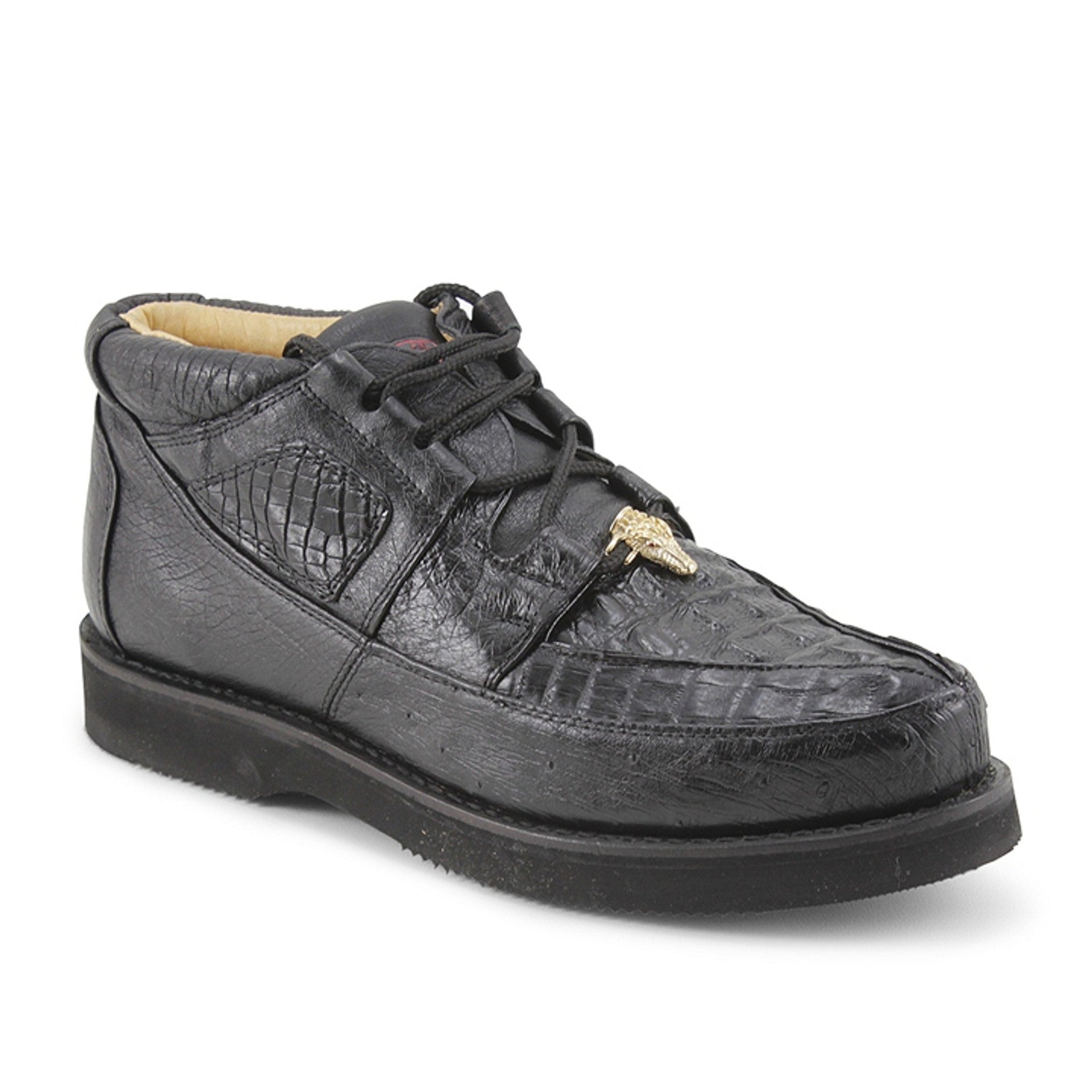 Los Altos Men's Black Caiman And Ostrich Skin Boots - 8-M