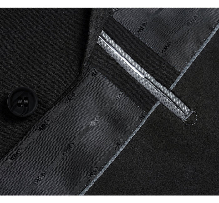Cheap Priced Suit - Mens Basic Two Button Slim Fit Black Suit With Optional Vest