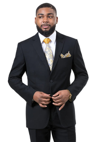 Cheap Priced Suit - Mens Two Button Slim Fit Business Black Suit