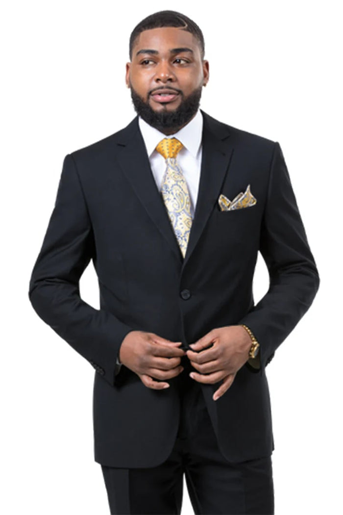 Cheap Priced Suit - Mens Two Button Slim Fit Business Black Suit