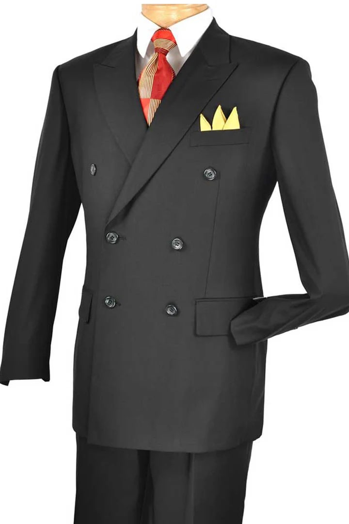 Cheap priced Suit- Mens Classic Double Breasted Black Suit