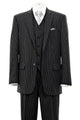 Cheap Priced Suit  - Mens 2 Button Vested Bold Pinstripe Gangster Black Suit