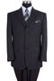 Cheap Priced Suit  - Mens Classic Fit 3 Button Banker Pinstripe Black Suit