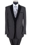 Cheap Priced Suit  - Mens Vested Modern Fit Tuxedo Suit Black With Black Velvet Lapel And Vest