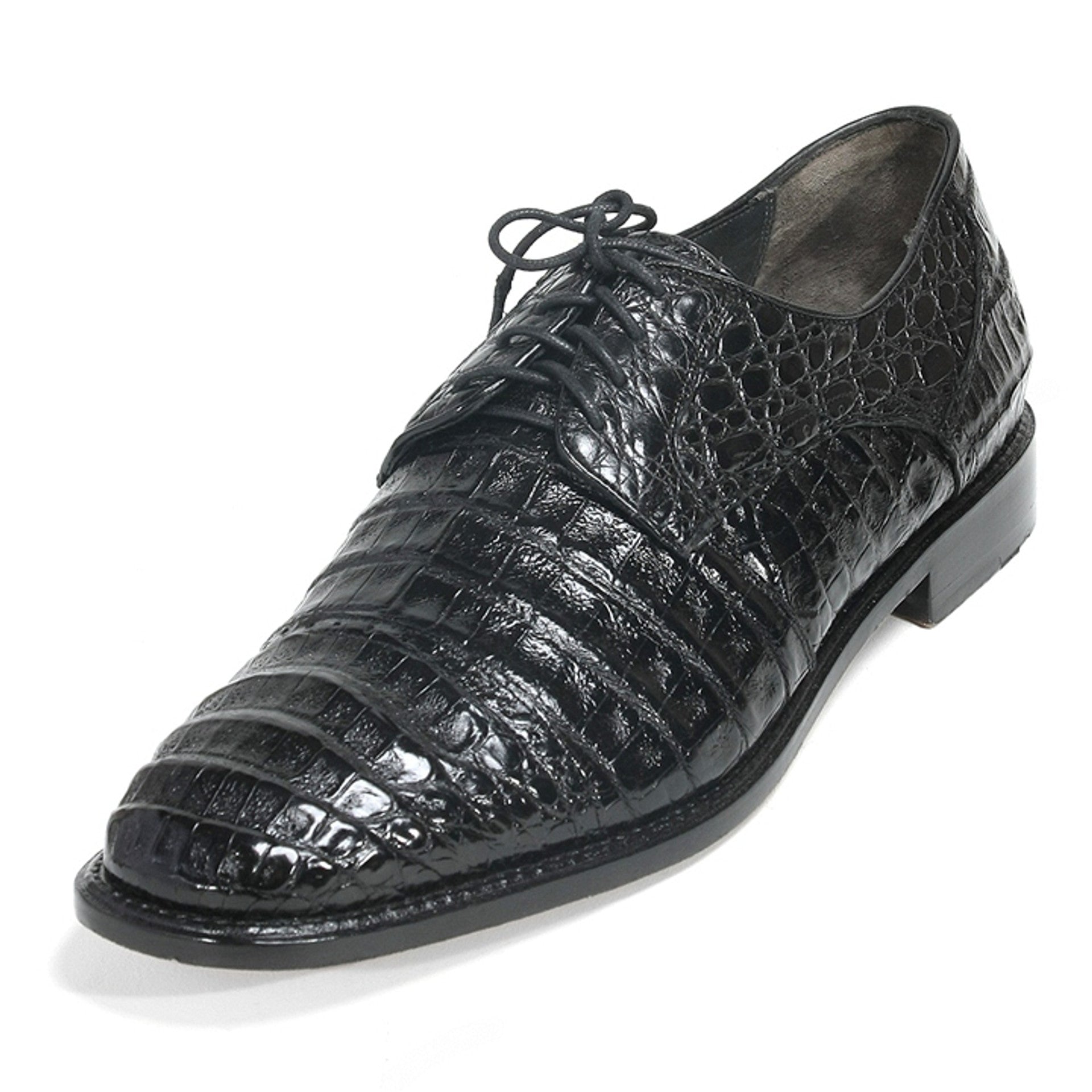 Los Altos Oxford Black Genuine Caiman Crocodile Shoes - 8-M