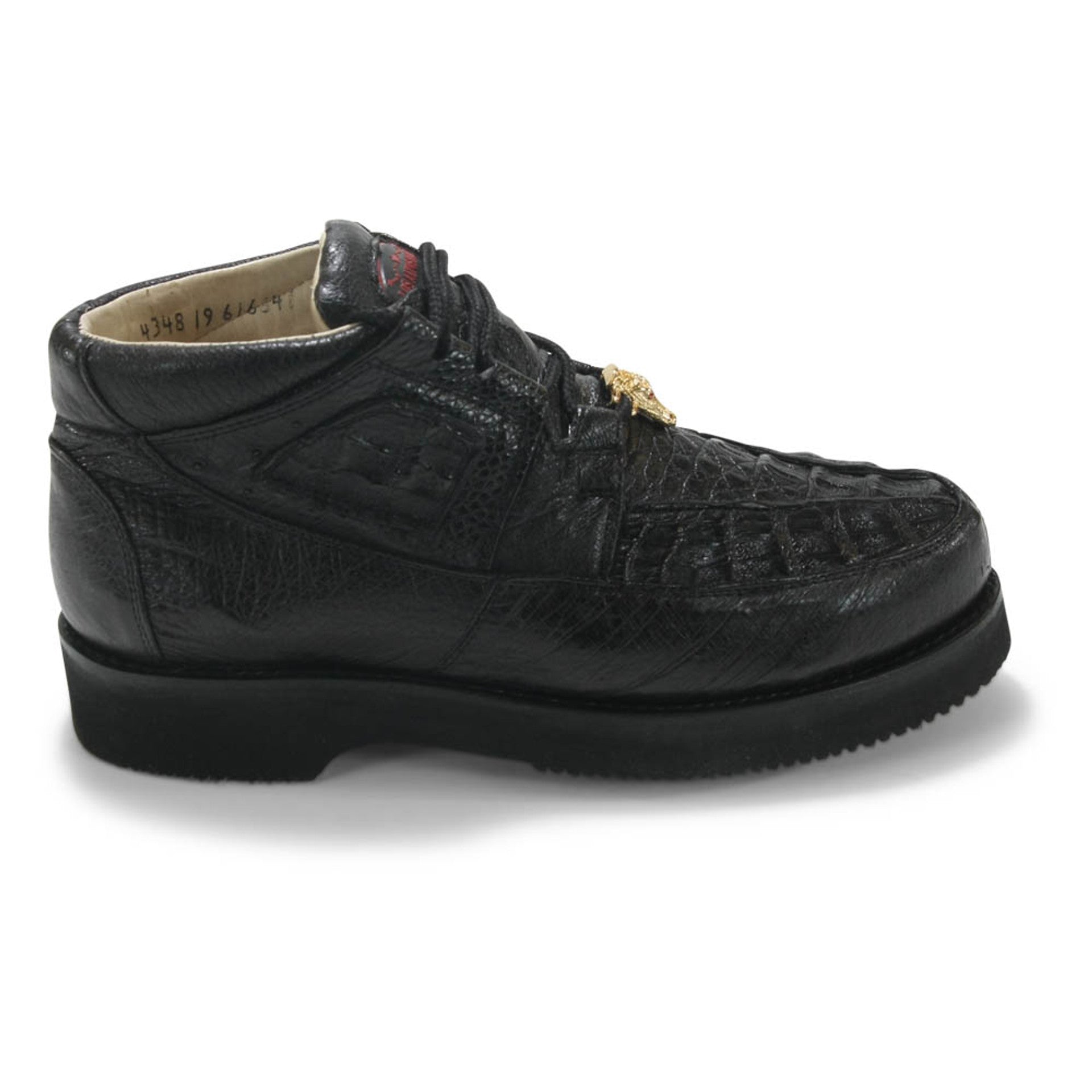 Los Altos Casual Black Caiman Belly & Ostrich Shoes - 8