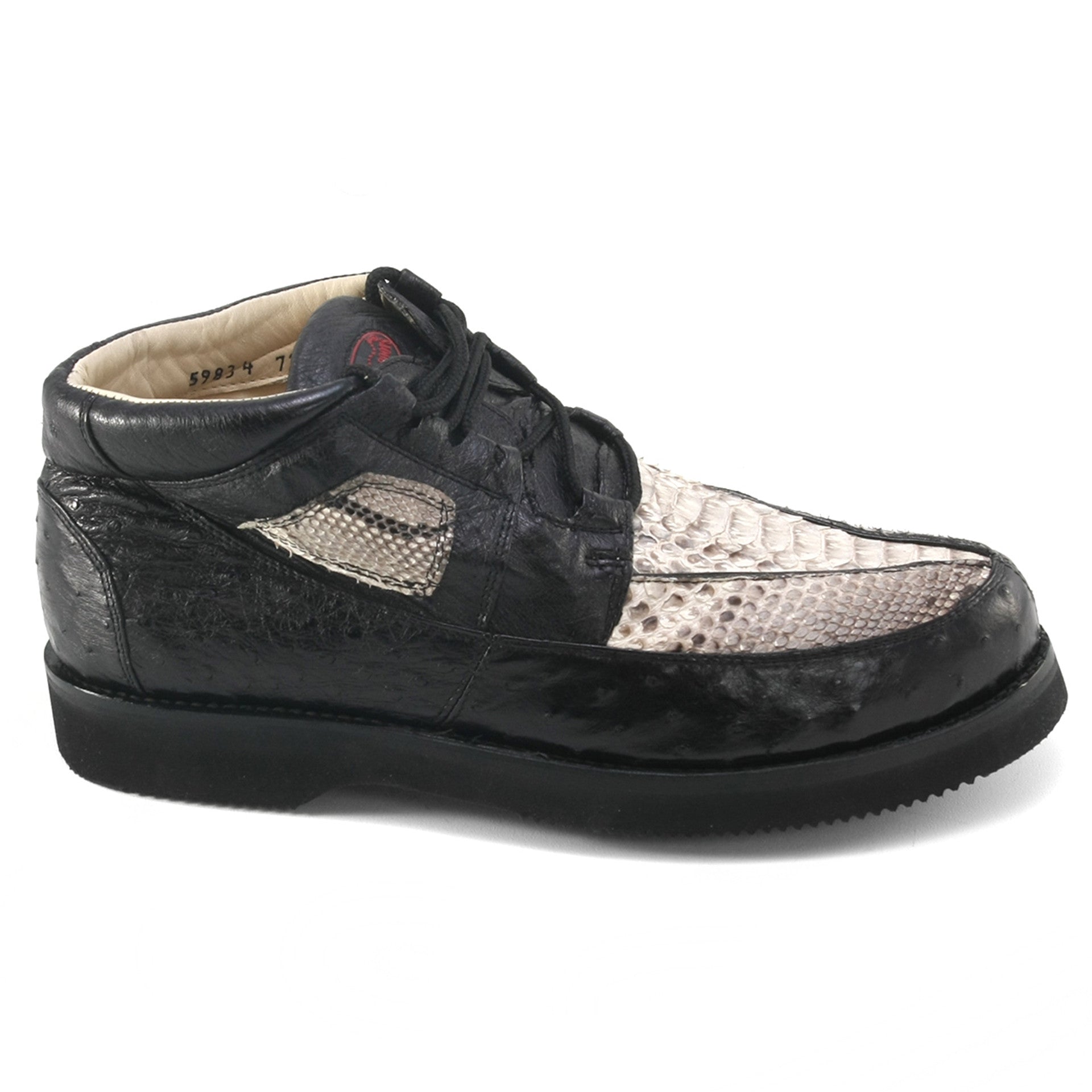 Los Altos Natural & Black Python & Ostrich Skin Sneakers - 7