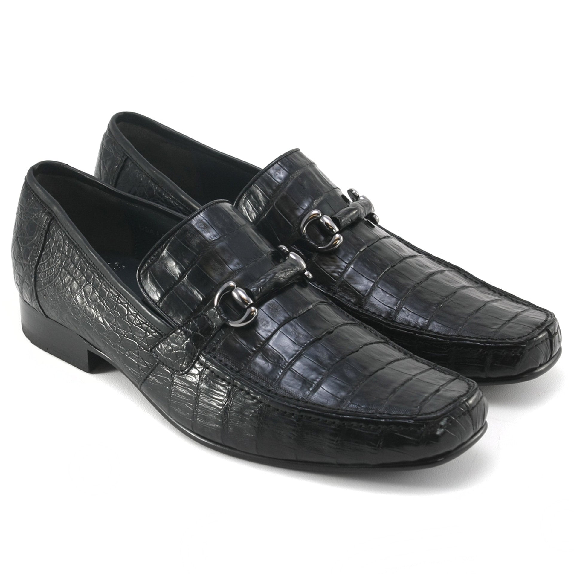 Los Altos Black Genuine Caiman Crocodile Belly Slip-On Loafers - 8-M