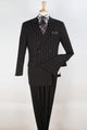 Cheap Priced Suit - Mens Double Breasted 1920's Wide Bold Gangster Pinstripe Black Suit