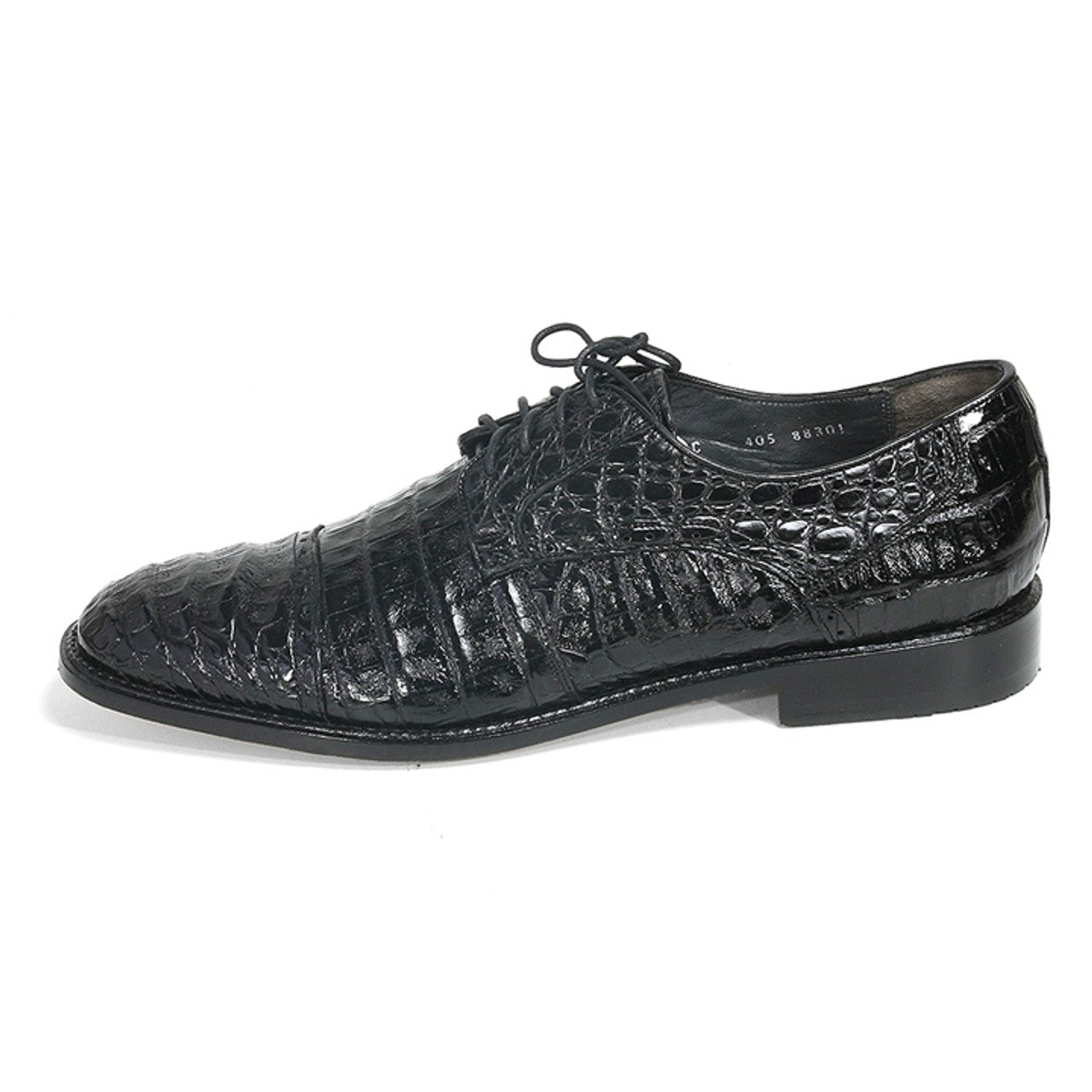 Los Altos Oxford Black Genuine Caiman Crocodile Shoes - 8-M