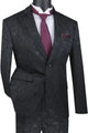 Cheap Suit - Men's Slim Fit Shiny Paisley Prom 2025 & Wedding Black Prom 2025 Suits