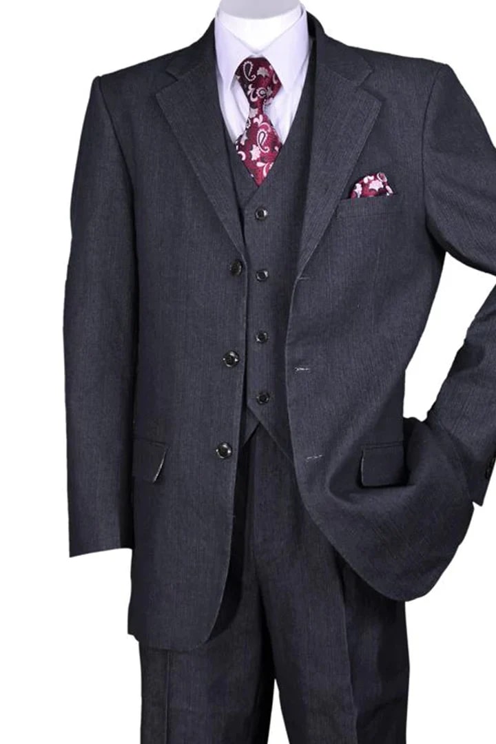 Cheap priced Suit  - Mens 3 Button Vested Denim Jeans Black Suit - 38 Short Jacket+32 Waist Adjustable 28to34)(Height: 5 4 to5 7 )(Neck  15-16.5)S-M)