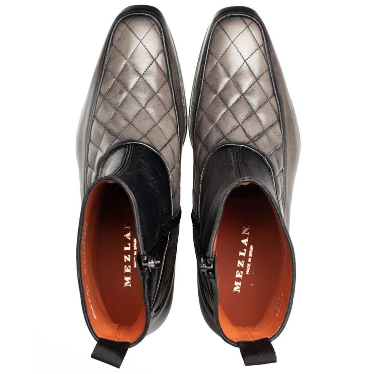 Musico Dark Grey/Black Calfskin with Contrast-Braided Sole Dress Zip Boots By Mezlan Made In Spain Brand - 8