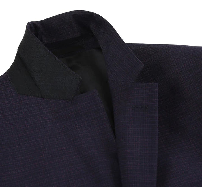 Cheap priced Suit  - Mens Two Button Slim Fit Two Piece Suit In Black & Magenta Mini Check