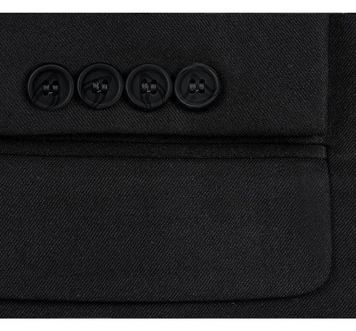 Cheap Priced Suit  - Mens Basic Two Button Classic Fit Black Suit With Optional Vest