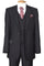 Cheap Priced Suit  - Mens 2 Button Vested Wool Feel Tonal Pinstripe Black Suit