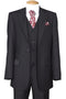 Cheap Priced Suit  - Mens 2 Button Vested Wool Feel Tonal Pinstripe Black Suit