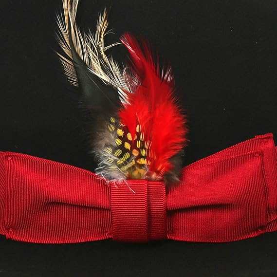 Gangster 100% Austrailian Wool  Mens Fedora Hat - Removable Feather Gangster Black/Red Mens Fedora Hat - Small