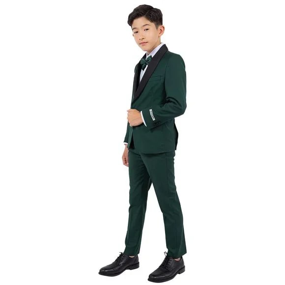 New  Stacy Adams Boys Black Tuxedo Set, 5-Piece Black Shawl Collar