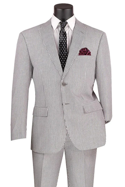 Cheap priced Suit - Men's 2pc Summer Seersucker Modern Fit Black Suit