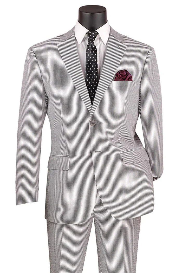 Cheap priced Suit - Men's 2pc Summer Seersucker Modern Fit Black Suit