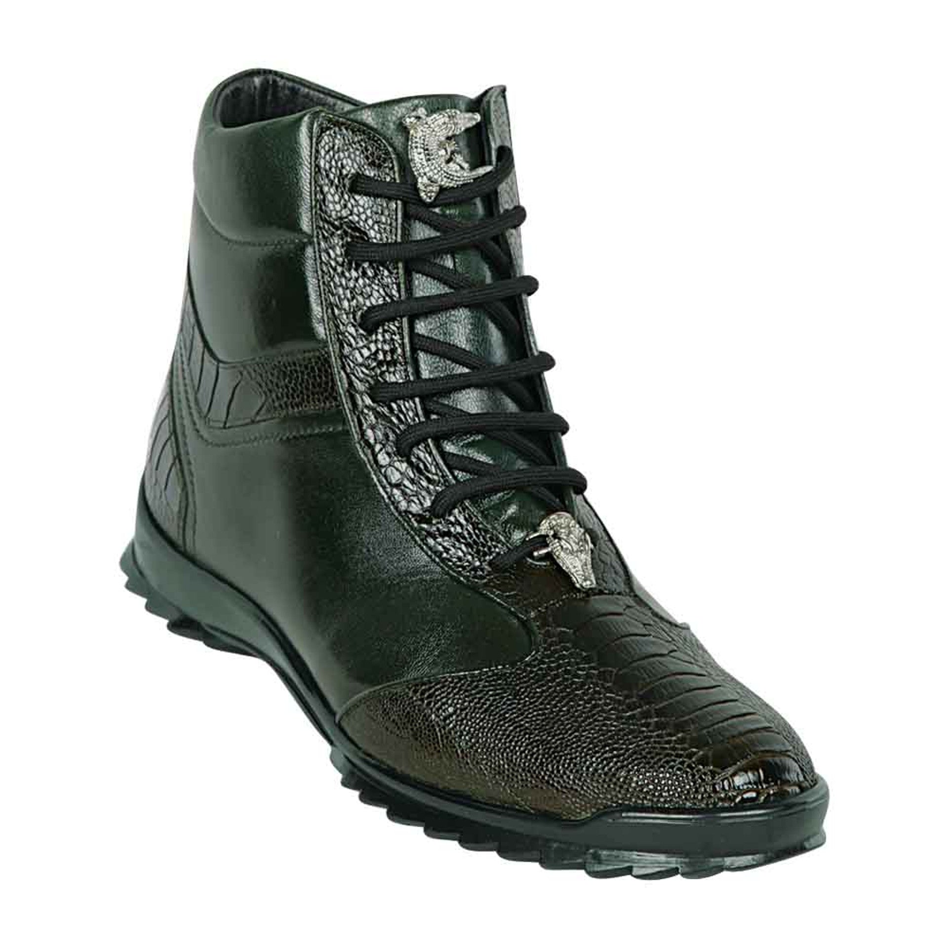 Los Altos Genuine Ostrich Leg Olive Casual Ankle Boot - 8