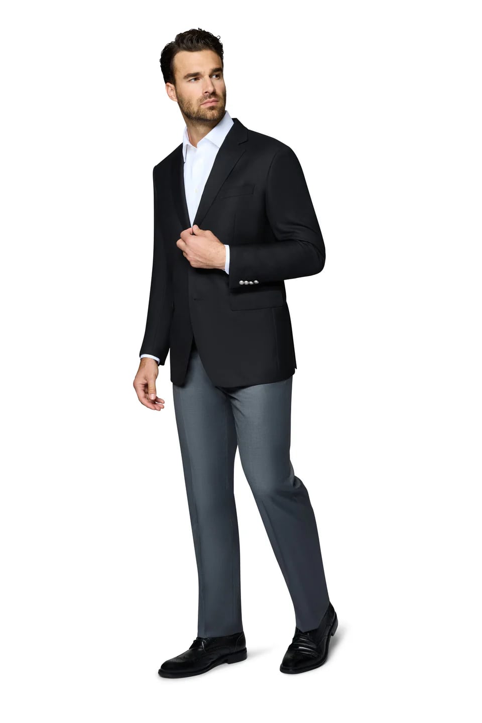 Black Elegant Modern Fit Wool Blazer