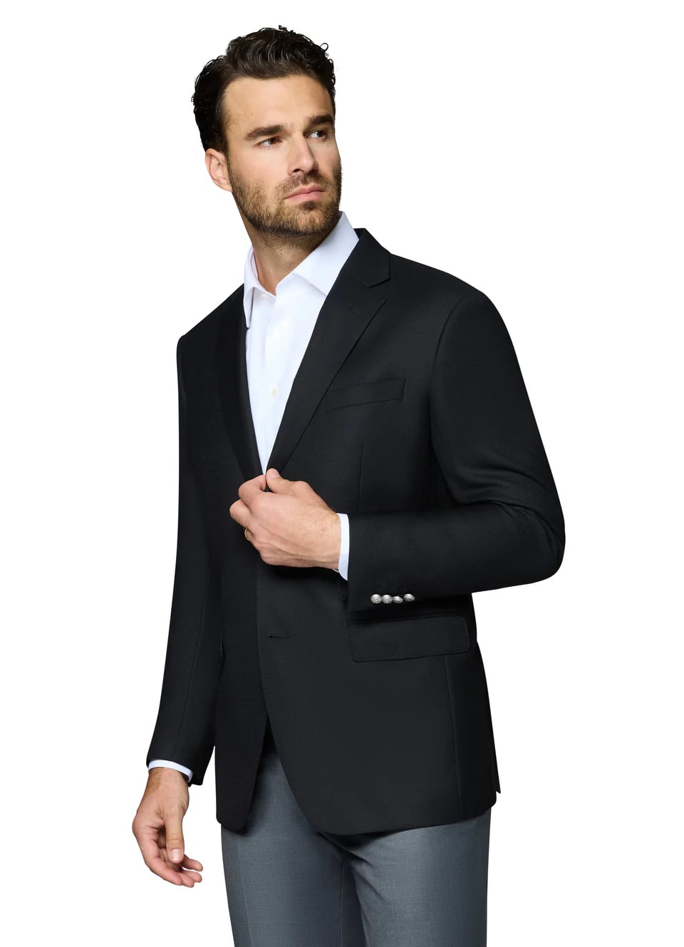 Black Elegant Modern Fit Wool Blazer