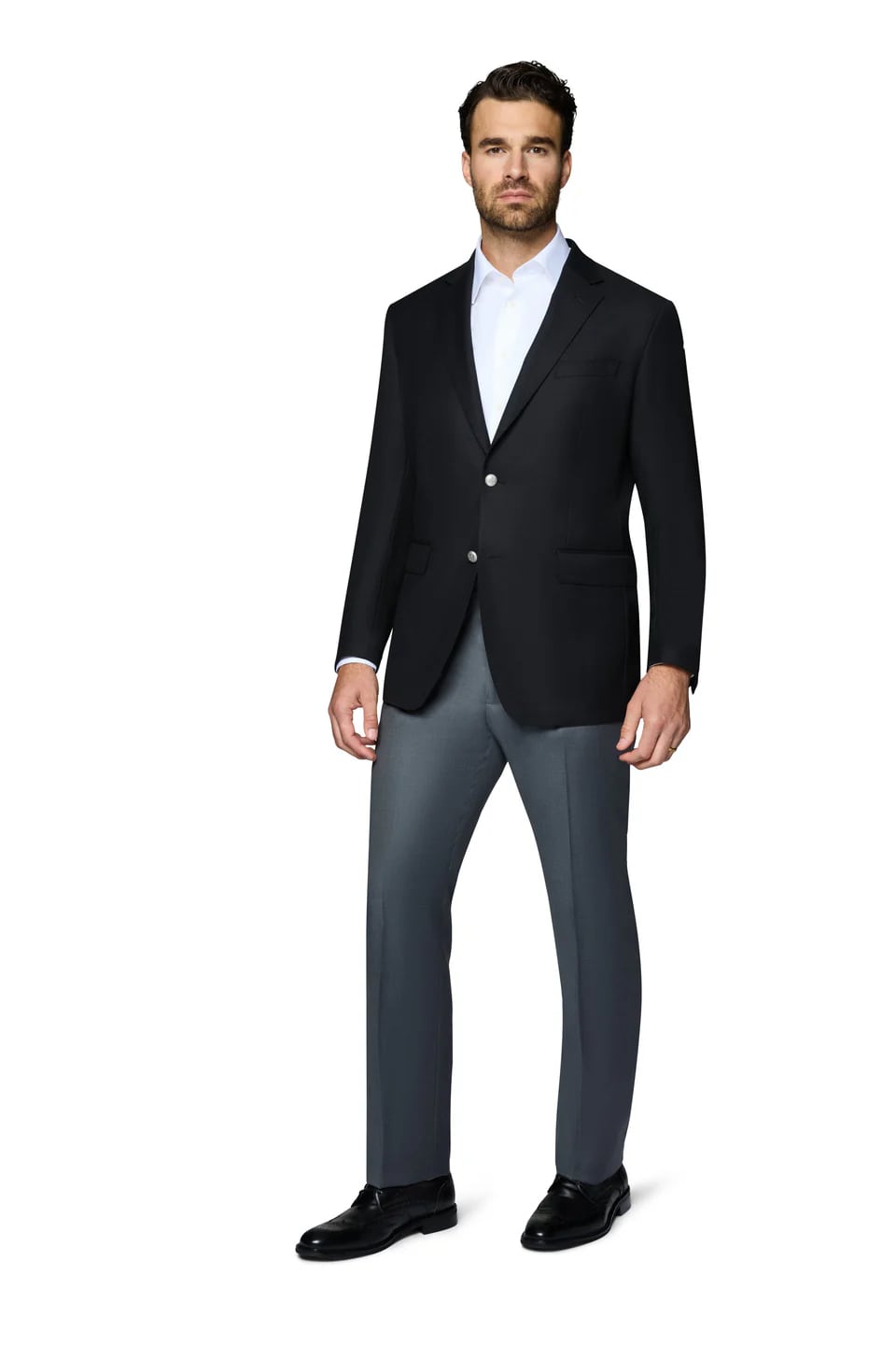 Black Elegant Modern Fit Wool Blazer