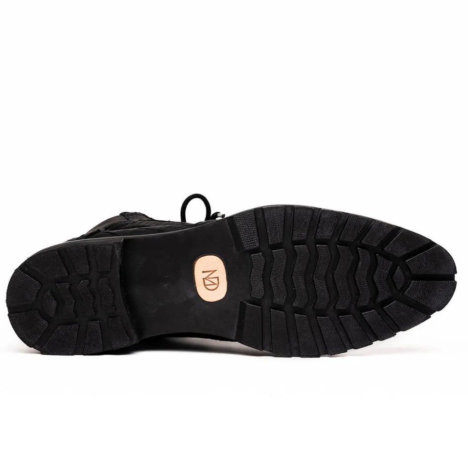 Marco Di Milano Leoni Men's Shoes Oil Black Genuine Caiman Crocodile Rugged Rubber Boots - 8