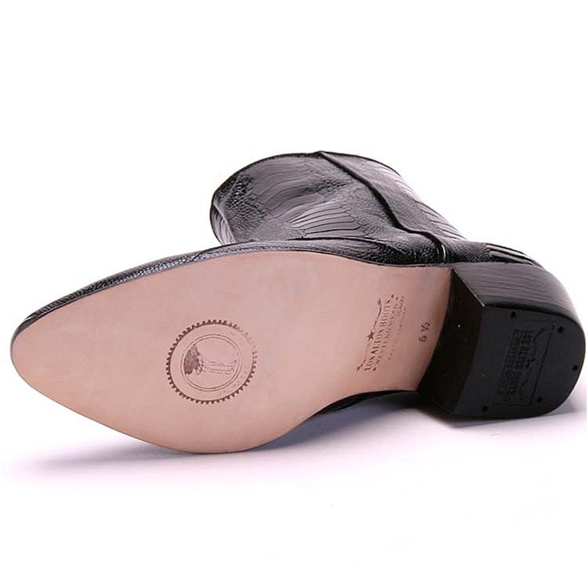 Los Altos Mens Black Genuine Ostrich Leg Leather Ankle Boots - 8