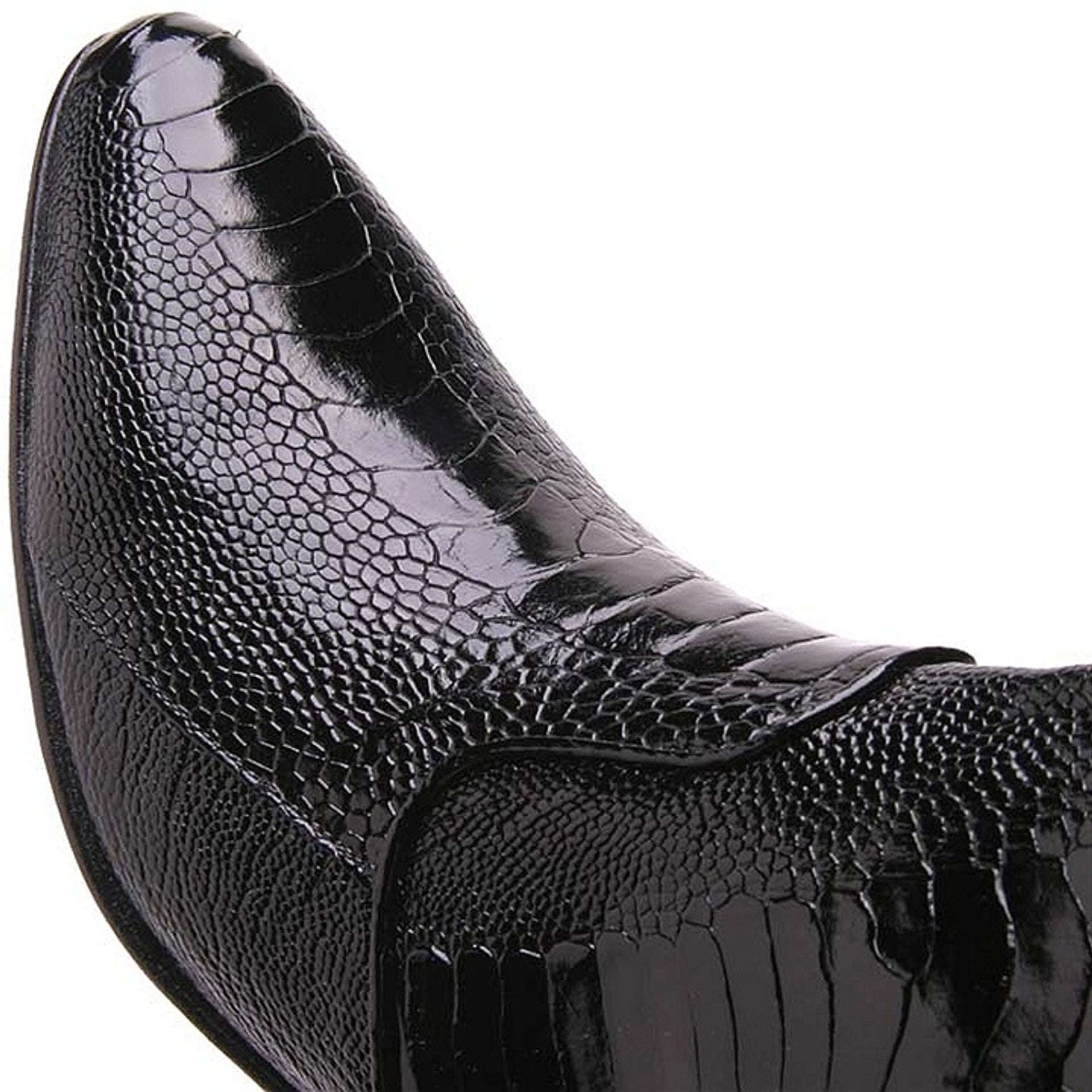 Los Altos Mens Black Genuine Ostrich Leg Leather Ankle Boots - 8